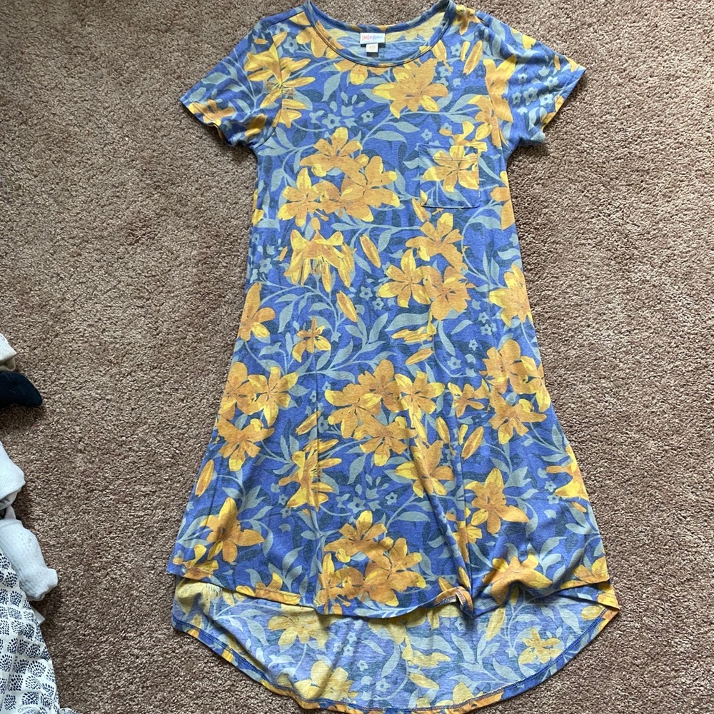 2/$15 Lularoe Carly Dress XXS Floral 💛💙